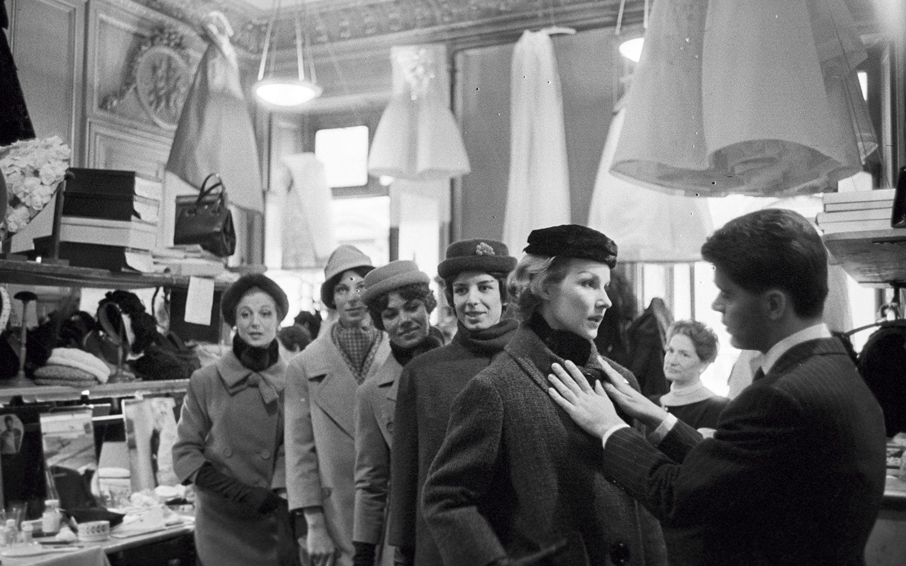 Karl Lagerfeld prepares for his first collection of Jean Patou, July 1958