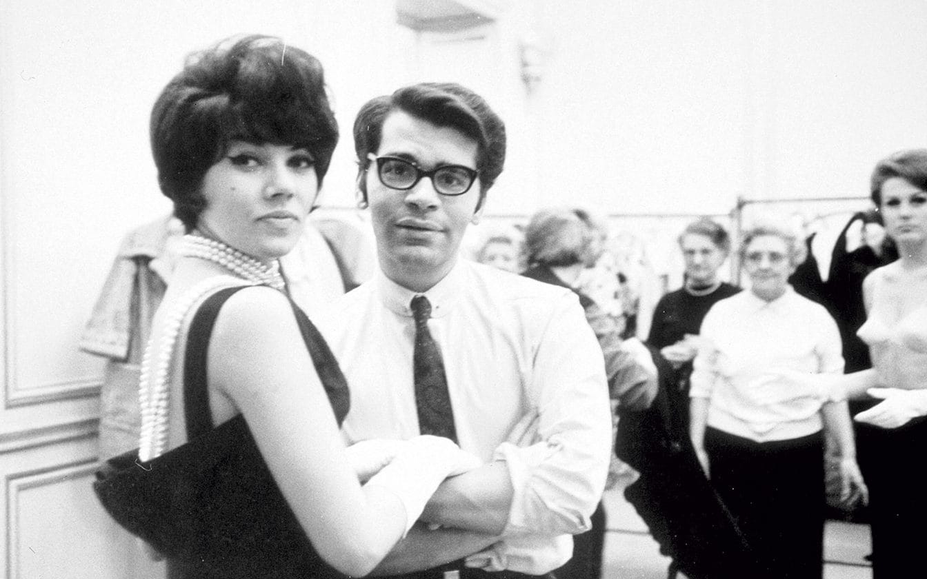 Karl Lagerfeld with model at Chloé, 1964