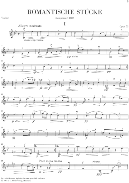 Antonin Dvorak  4 Romantic pieces op. 75 music sheet