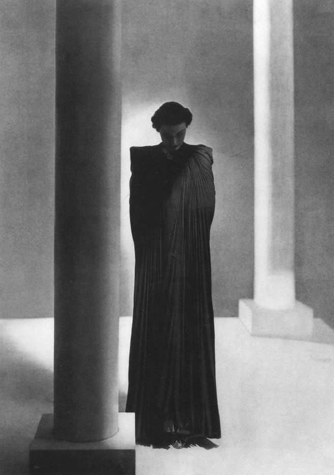 Jean Patou evening dress and Cape, photo by George Hoyningen-Huene, 1936