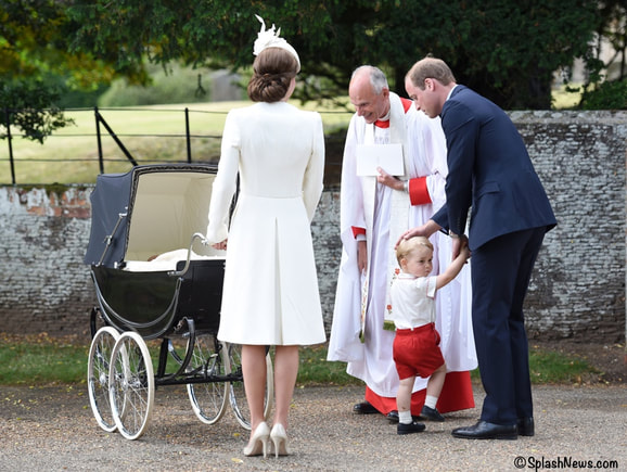 Kate Middleton Duchess of Cambridge bespoke wing lapel wool silk coat dress by Alexander McQueen Charlotte Christening 2015