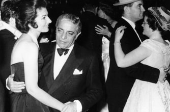Maria Callas at a party in Monte Carlo, dancing with Aristotle Onassis. Picture: Getty