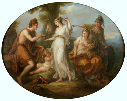The Judgment of Paris (c. 1781), oil on canvas, 80 x 100.9 cm., by Angelica Kauffmann (30 October 1741 – 5 November 1807), Museo de Arte de Ponce, Puerto Rico