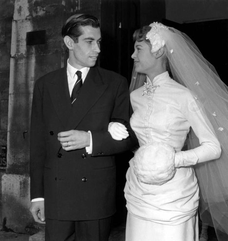 Brigitte Bardot at her wedding to Roger Vadim, 21 December 1952