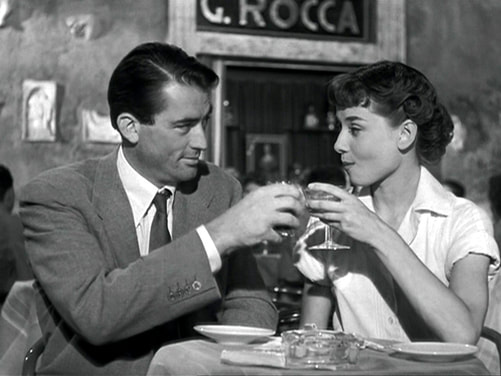 Gregory Peck and Audrey Hepburn in film Roman Holiday(1953)