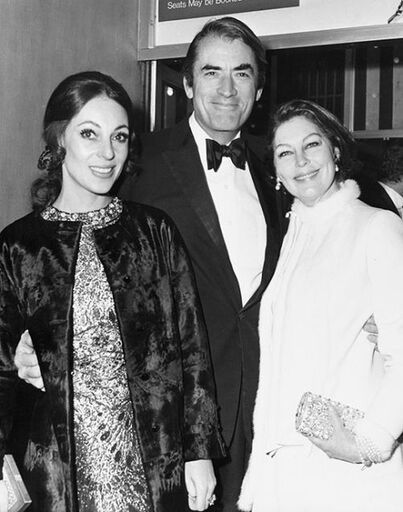 Gregory Peck with his second wife Véronique Passani (1932-2012) and Ava Gardner, 1969