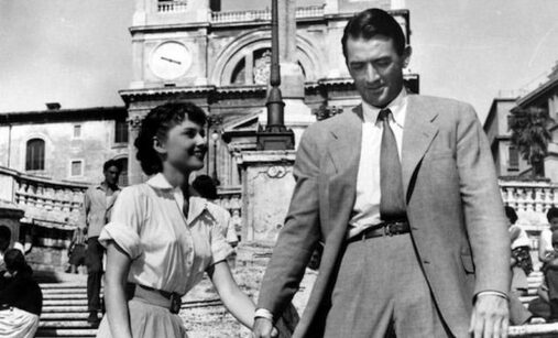 Gregory Peck and Audrey Hepburn in film Roman Holiday(1953)