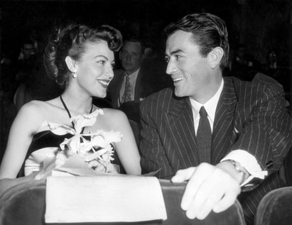 Gregory Peck with Ava Gardner, his co-star for three films and friend, 1953