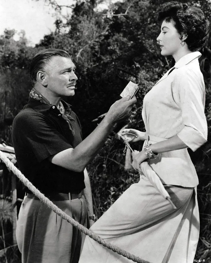 Ava Gardner and Clark Gable in the film Mogambo (1953), directed by John Ford