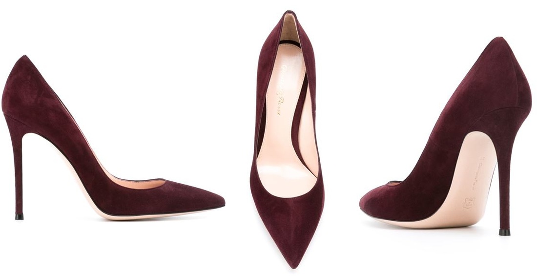 Kate Middleton Gianvito Rossi 'Gianvito' 105 pumps in Royale Burgundy suede.