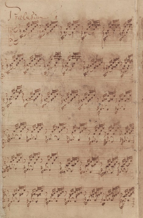 J.S.Bach's autograph (1722) of the first prelude of Book I of the well-tempered clavier