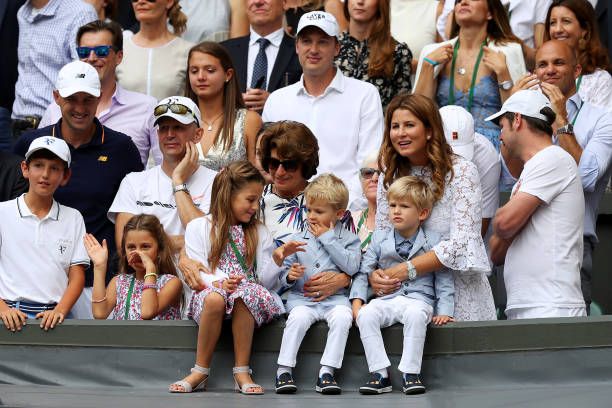Roger Federer's wife and their two twins at Wimbledon