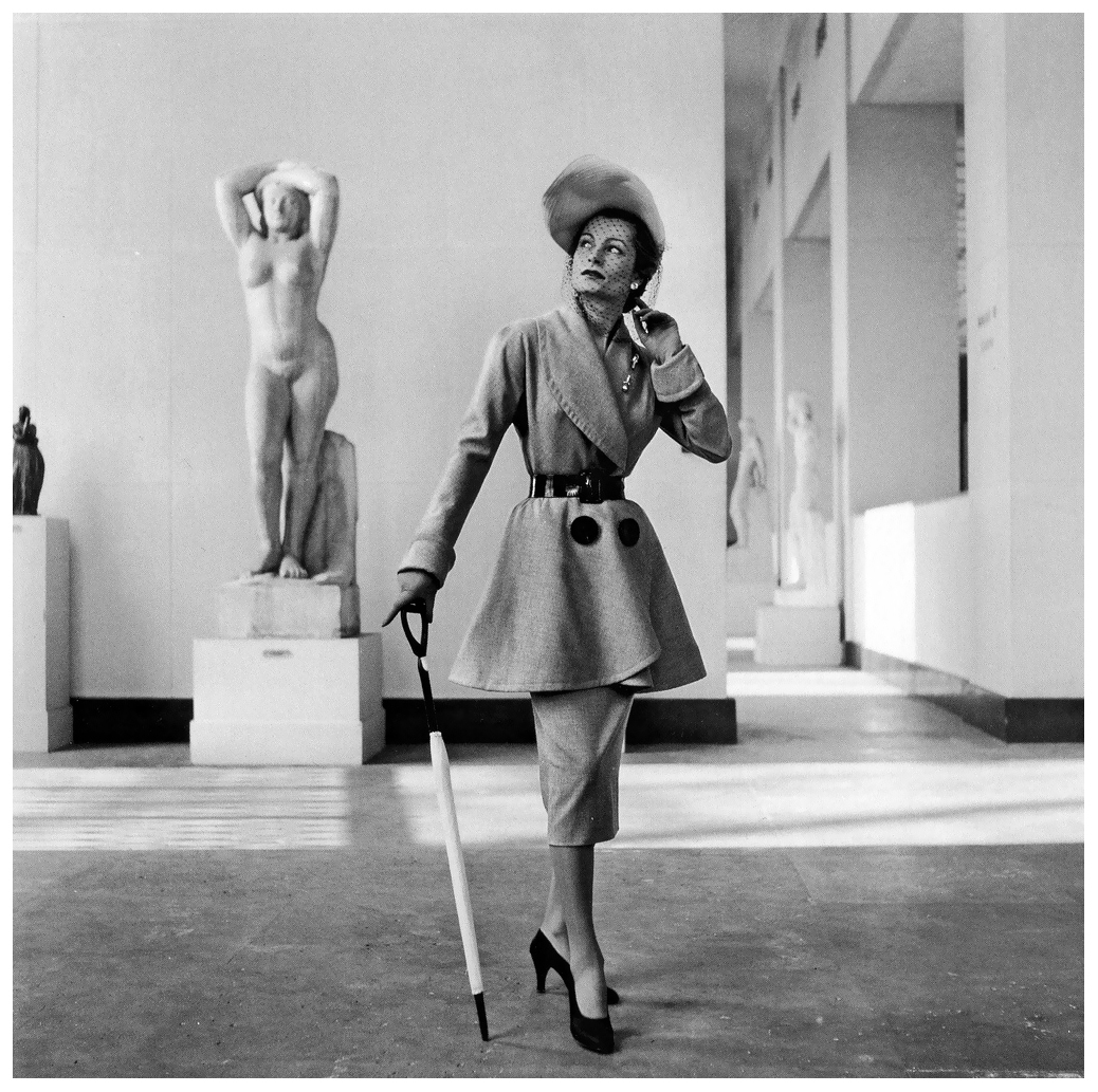Model in Jacques Fath ensemble, photo by Will Maywald, 1951