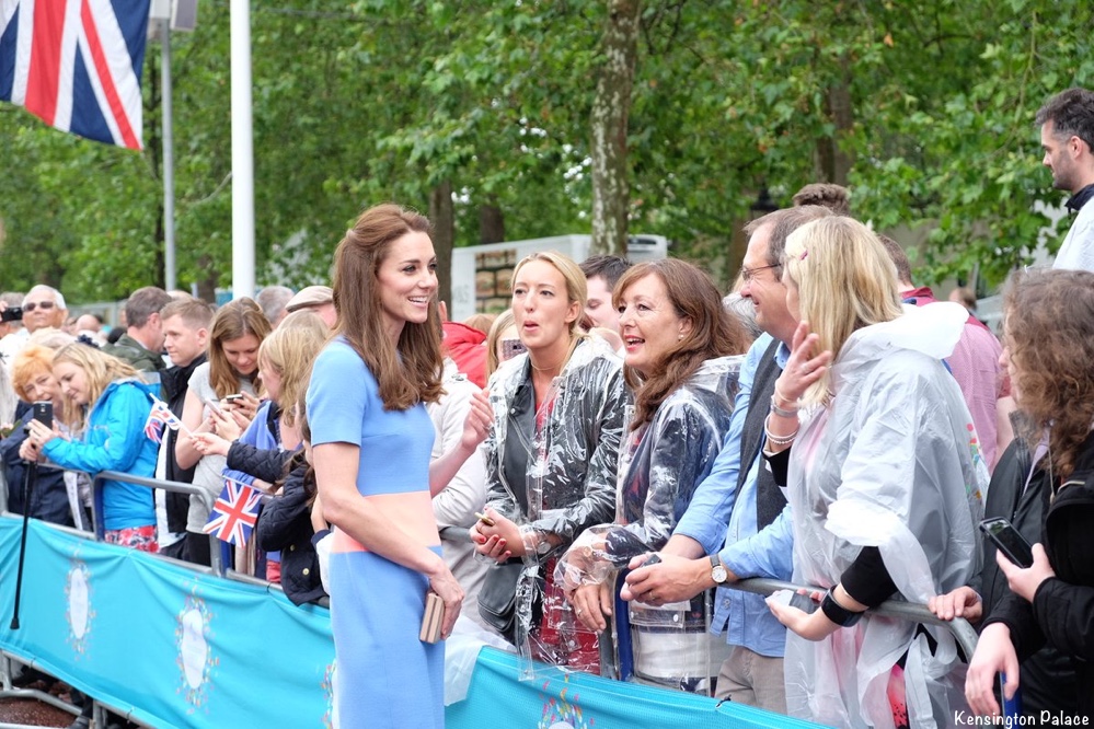 Kate Middleton blue dress with coral waist stripe the Marwood Color Block Dress by Roksanda Ilincic