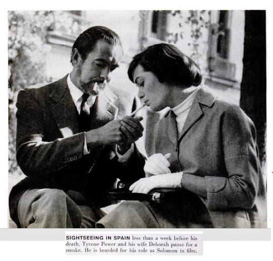 Tyrone Power with his third wife Debbie Minardos (Deborah Jean Smith), a week before his death, 1958