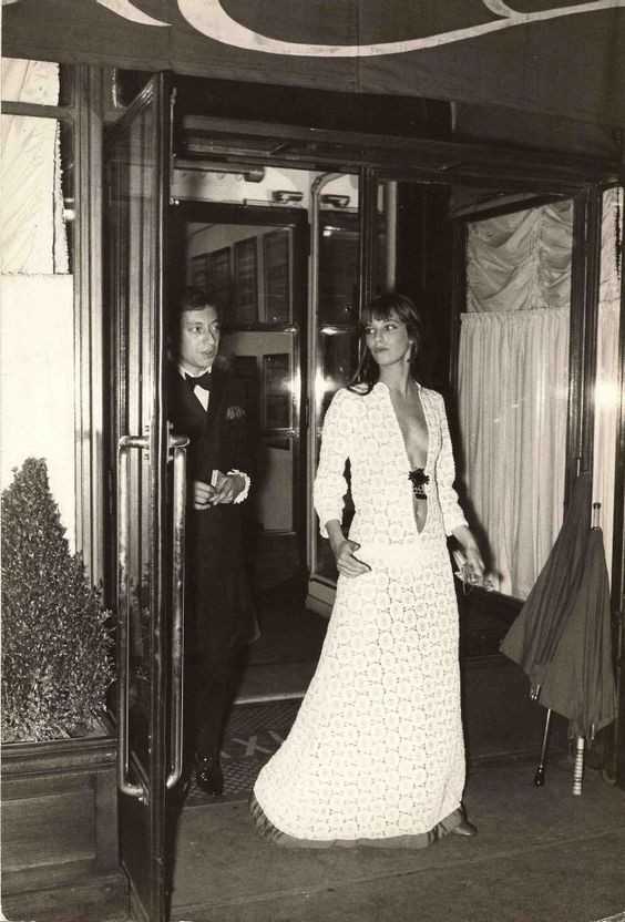 Jane Birkin wearing Emilio Pucchi gown, at the Artists Gala with Serge Gainsbourg, 5 April 1969