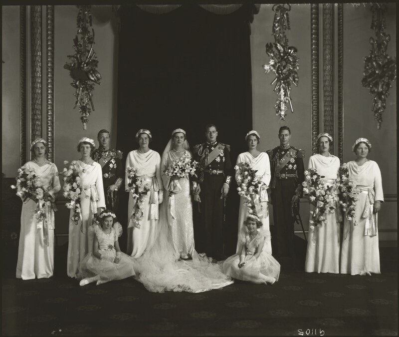 Princess Marina of Greece on her wedding to Prince George, On 29 November 1934. Her wedding gown is designed by British couturier Edward Molyneux