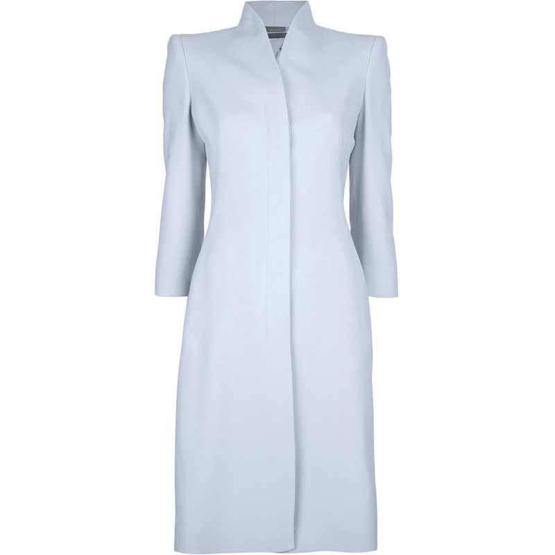Kate Middleton dove grey coat/coatdress with funnel neck custom made/bespoke by Alexander McQueen
