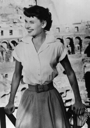 Audrey Hepburn in white shirt, Breakfast at Tiffany's
