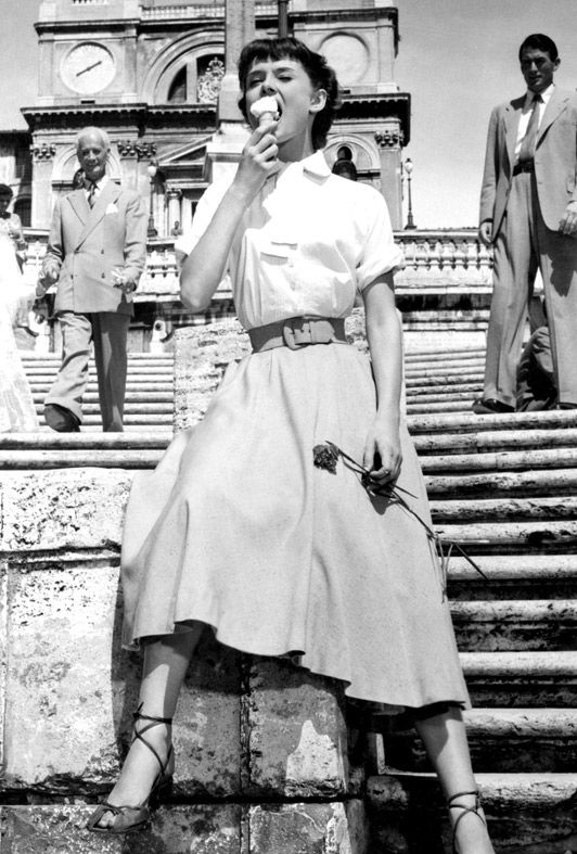 Audrey Hepburn in white shirt, Breakfast at Tiffany's