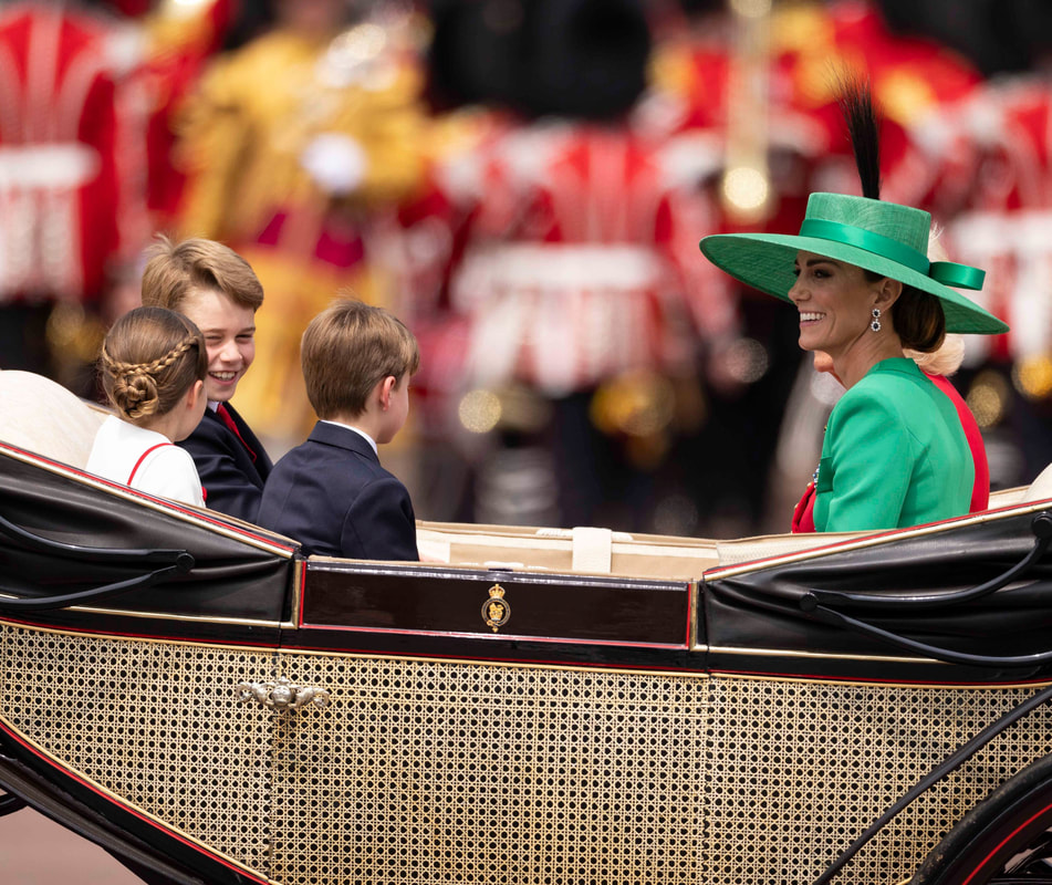 Kate Middleton in green embellished dress by Andrew Gn, Trooping the Colour parade, 2023