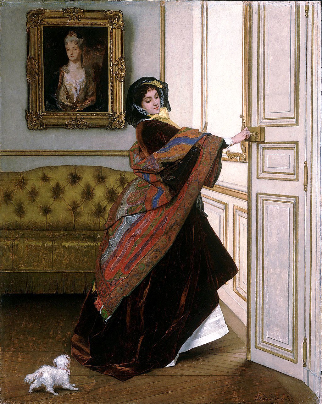 Will You Go Out With Me Fido?, 1859, by Alfred Stevens