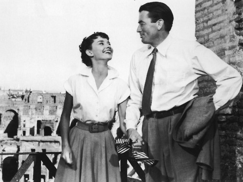 All about Audrey Hepburn movie costume ensemble of white shirt and ankle circle skirt in film Roman Holiday, 1953