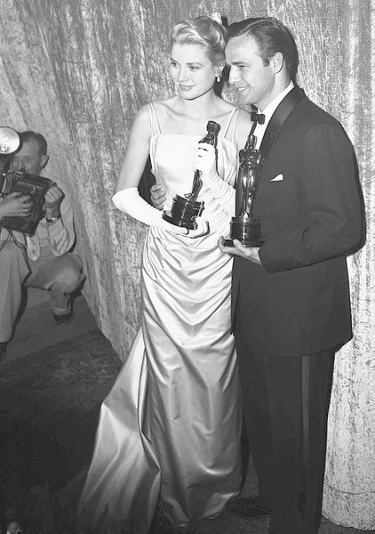 Grace Kelly ice blue French silk satin gown for Oscar Ceremony 1955 designed by Edith Head