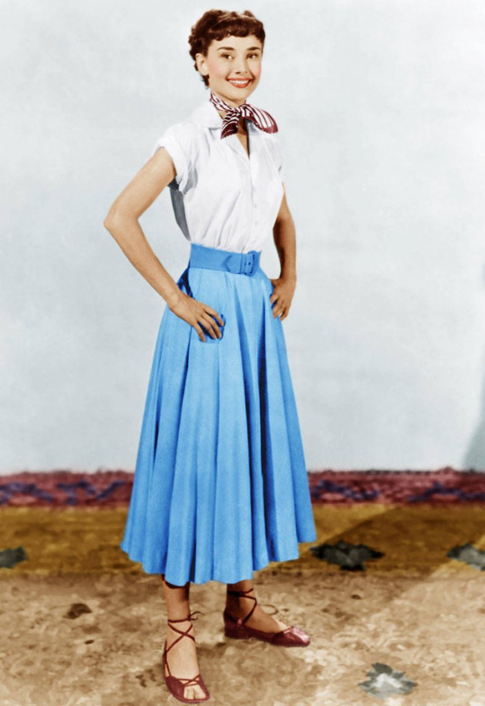 Audrey Hepburn in white shirt, Breakfast at Tiffany's