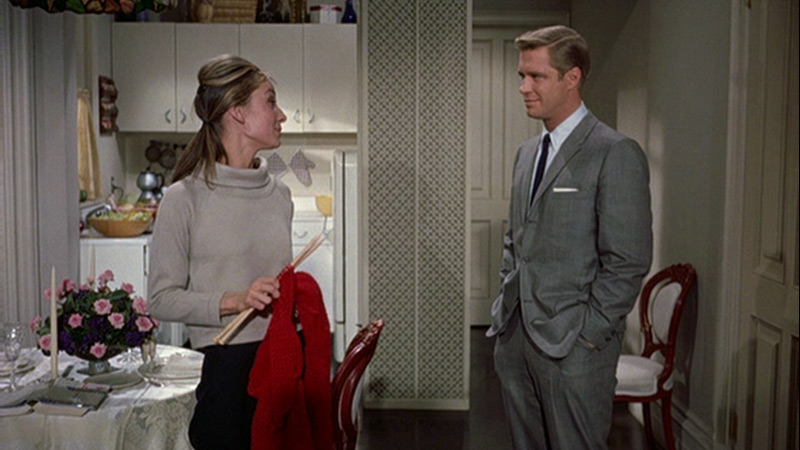 Audrey Hepburn movie costume in film Breakfast at Tiffany's(1961), the complete wardrobe of Holly Golightly:Light khaki cropped sweater with black pants