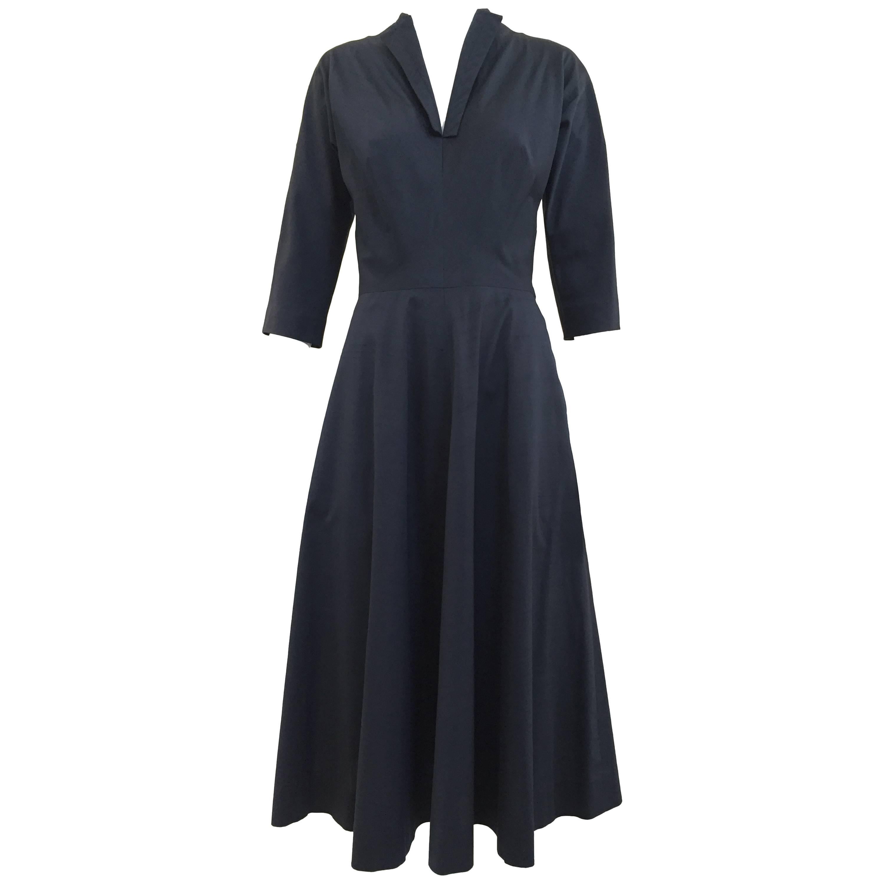 Black silk cocktail dress, 1950s, designed by Claire McCardell