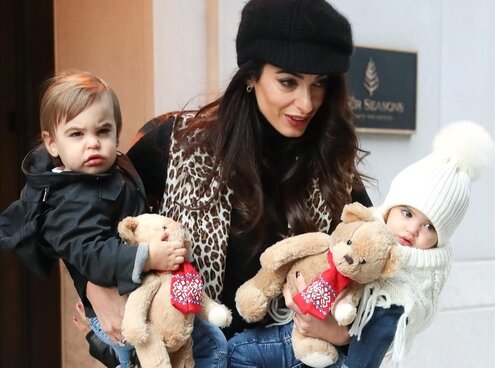 Amal Clooney with her twins