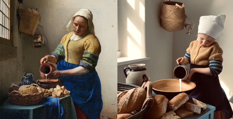 Getty museum challenge:recreating Vermeer the milkmaid