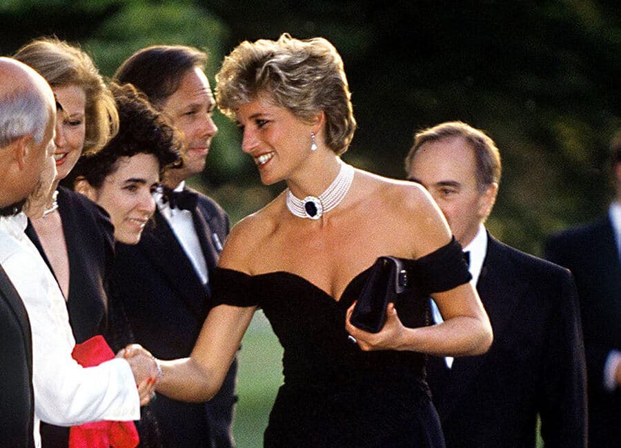 Princess Diana's revenge dress, the black silk off-the-shoulder dress designed by Christina Stambolian, 29 June 1994