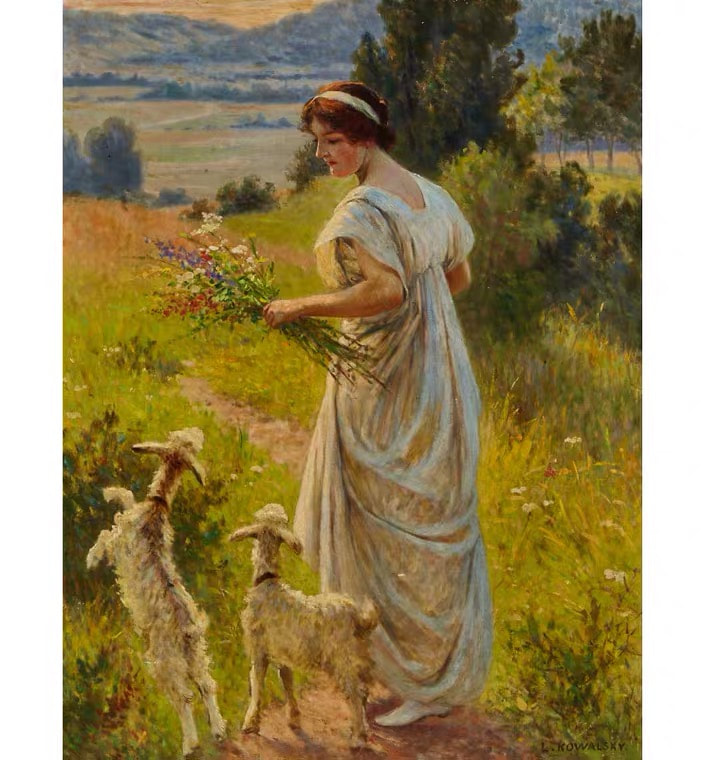 Elegant French painter Léopold-François Kowalsky(1856-1931)
