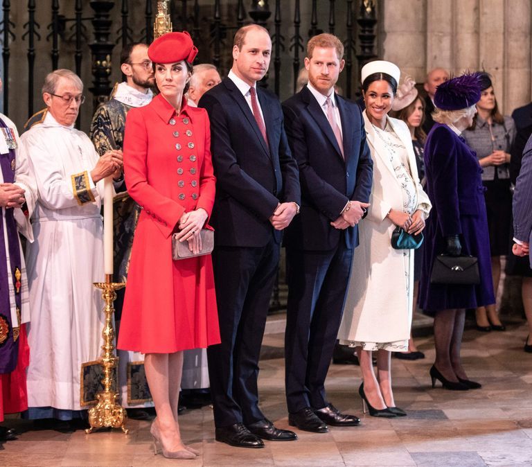 Kate Middleton red double breast military style Russian Greatcoat with gold buttons custom made by Catherine Walker