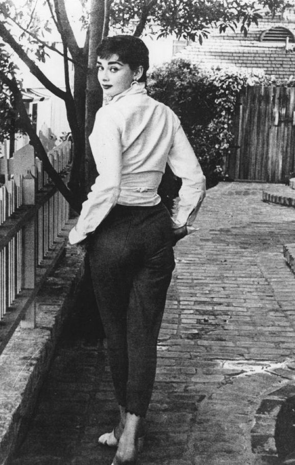 Audrey Hepburn in white shirt
