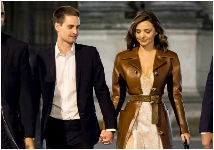 Miranda Kerr with Evan Spiegel in Paris, April 2017