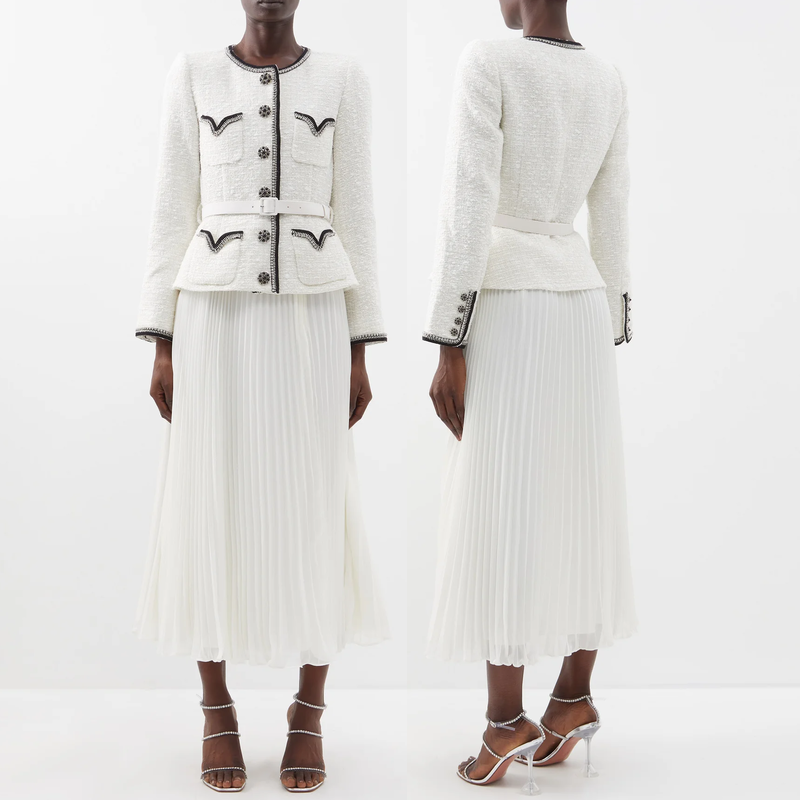 Kate Middleton in white Self Portrait skirt set for reopening the National Gallery of Portrait, 20th June 2023