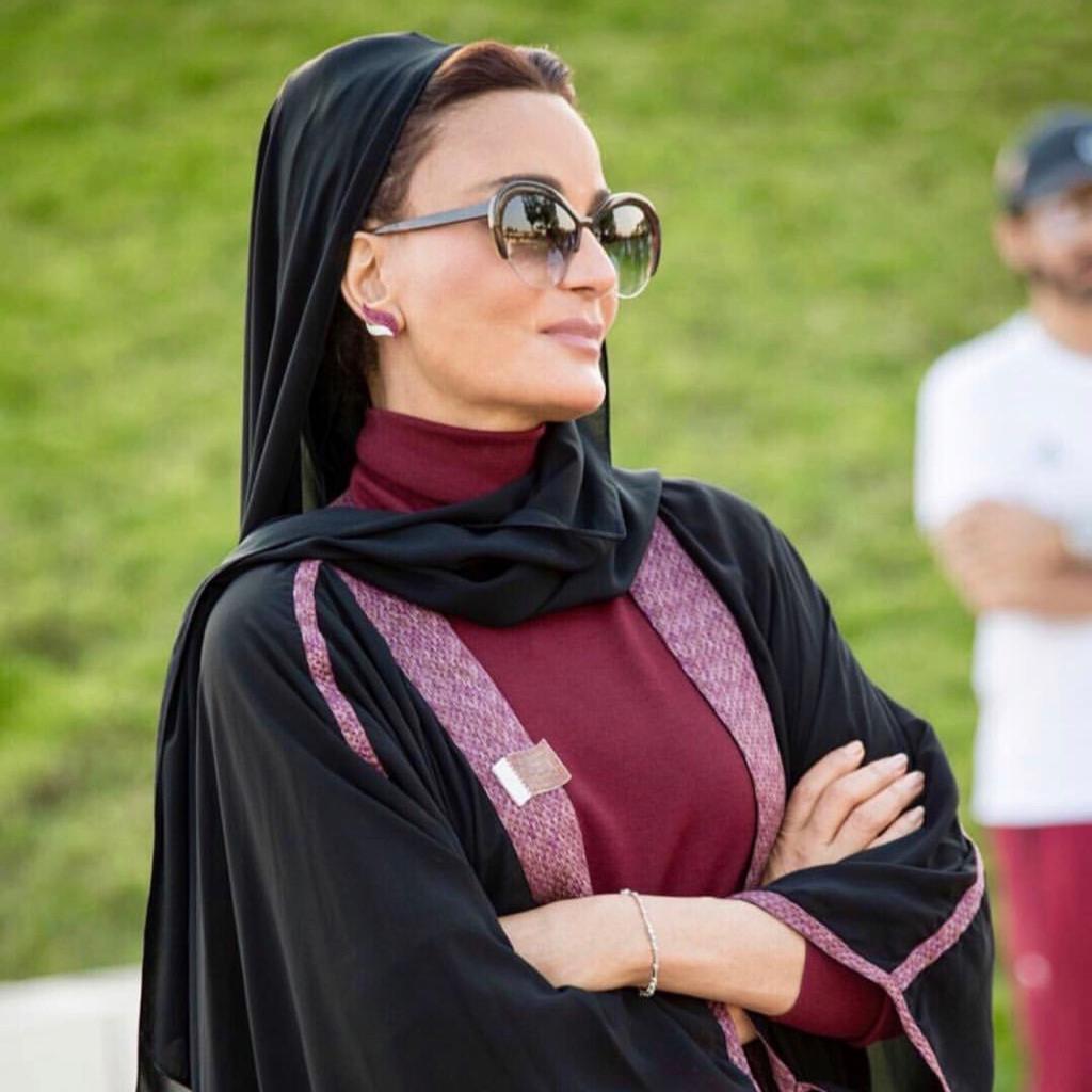 Elegant style icon wardrobe essentials: Sheikha Mozah bint Nasser Al-Missned in headscarves