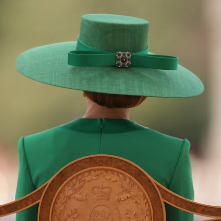 Kate Middleton in green embellished dress by Andrew Gn, Trooping the Colour parade, 2023