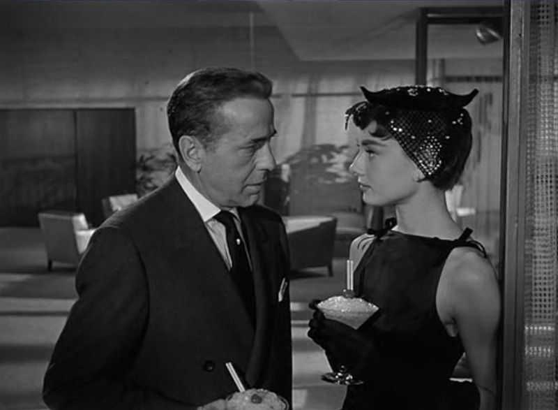 Audrey Hepburn with Humphrey Bogart in film Sabrina(1954)