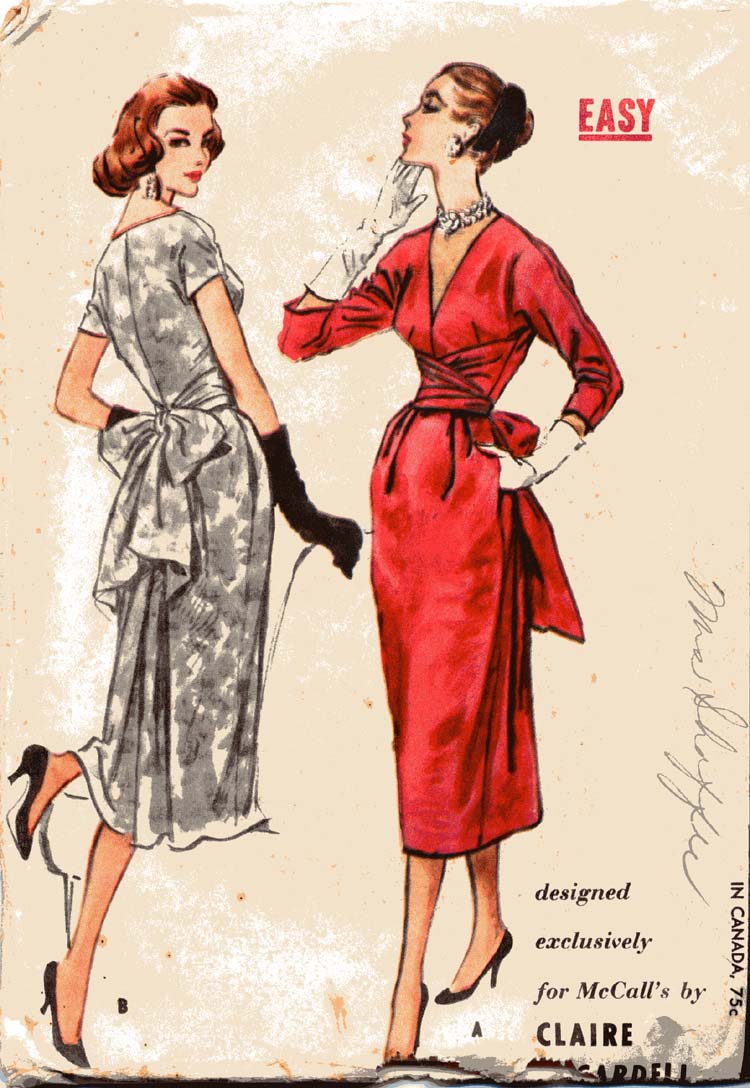 Sketches of dress designed designed by Claire McCardell