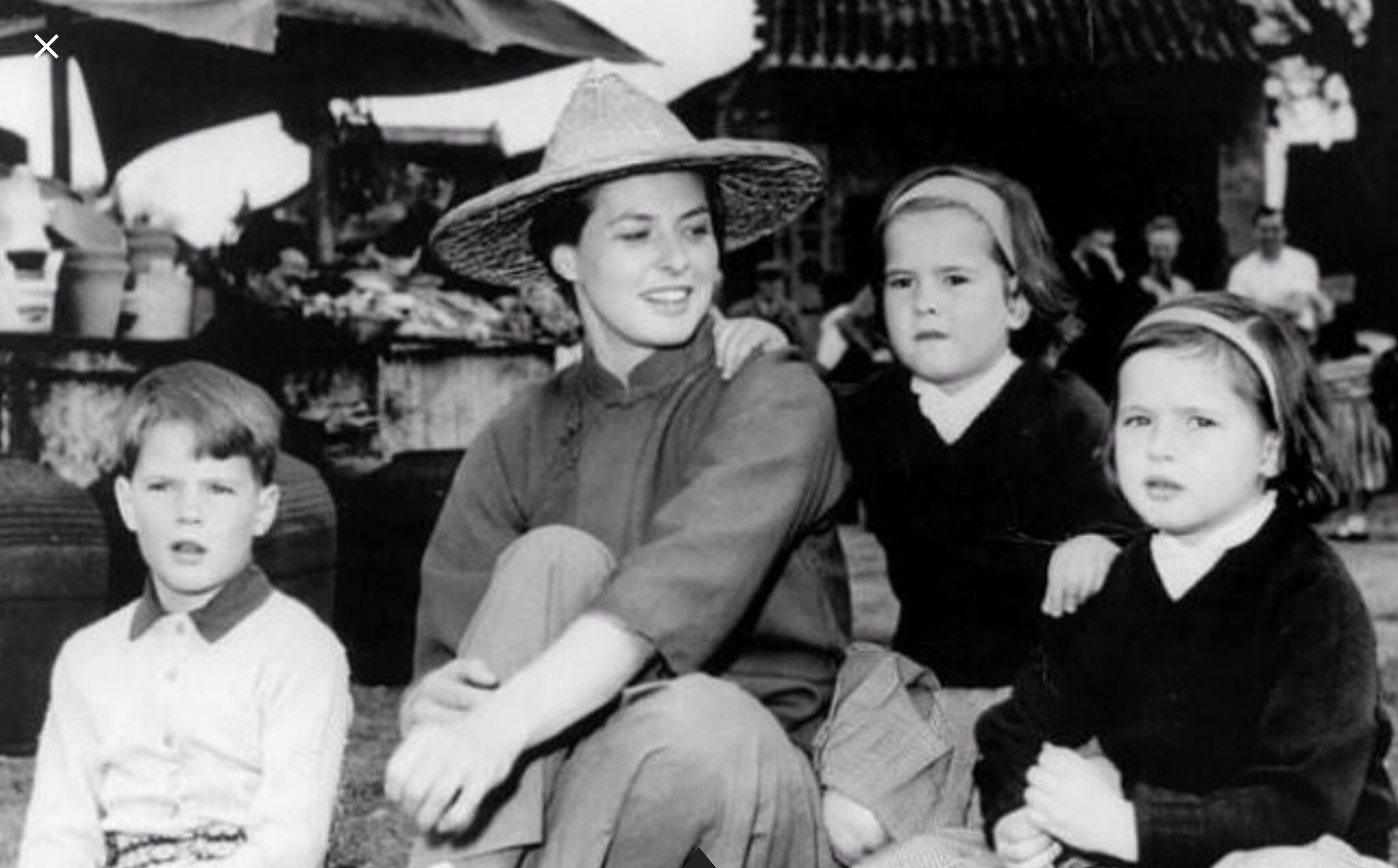 Ingrid Bergman with her children with Roberto Rossellini: Robertino Rossellini, Ingrid Rossellini and Isabella Rossellini