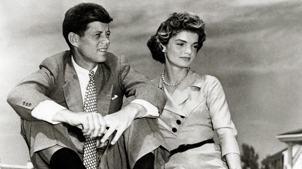Young Jacqueline Lee Bouvier with John Fitzgerald Kennedy