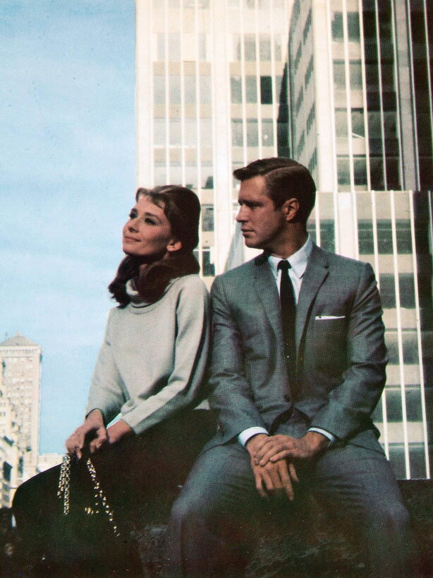 Audrey Hepburn movie costume in film Breakfast at Tiffany's(1961), the complete wardrobe of Holly Golightly:Light khaki cropped sweater with black pants