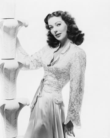 Loretta Young in evening gown