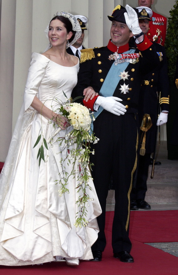 Mary and Crown Prince Frederik of Denmark on their wedding day, 14 May 2004