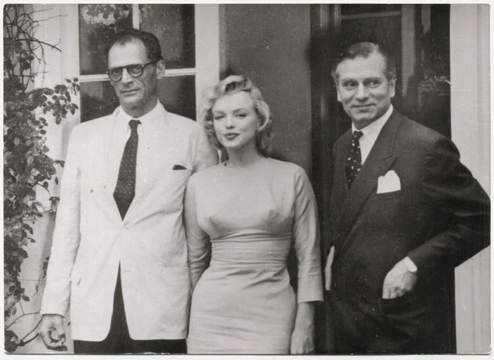 Lawrence Olivier, Marilyn Monroe and her then husband Arthur Miller, 1957