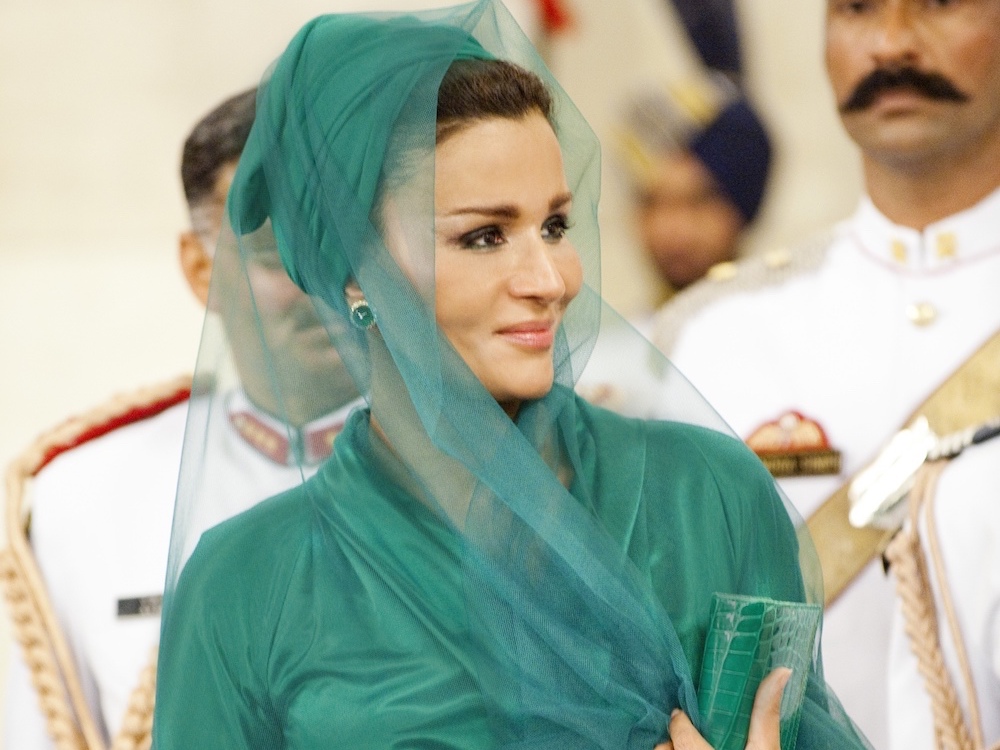 Elegant style icon wardrobe essentials: Sheikha Mozah bint Nasser Al-Missned in headscarves